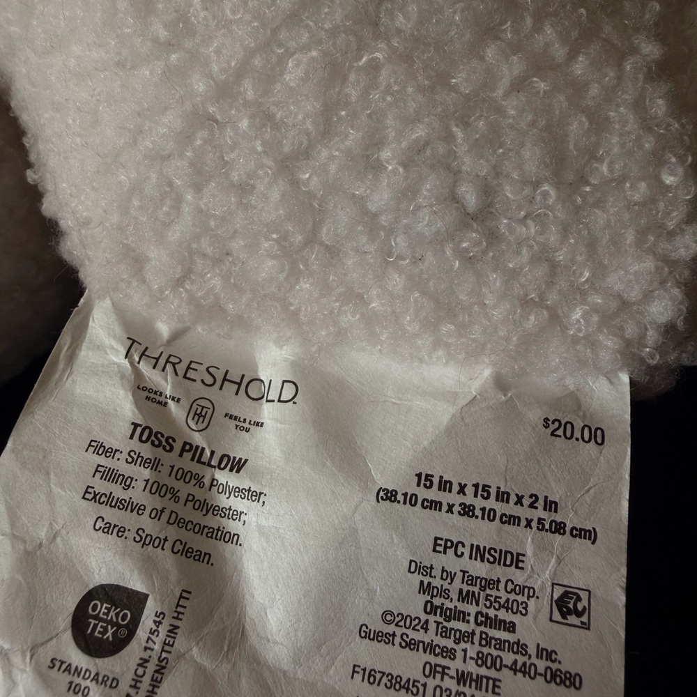 Threshold Off-White Plush Toss Pillow - Picture 4 of 4